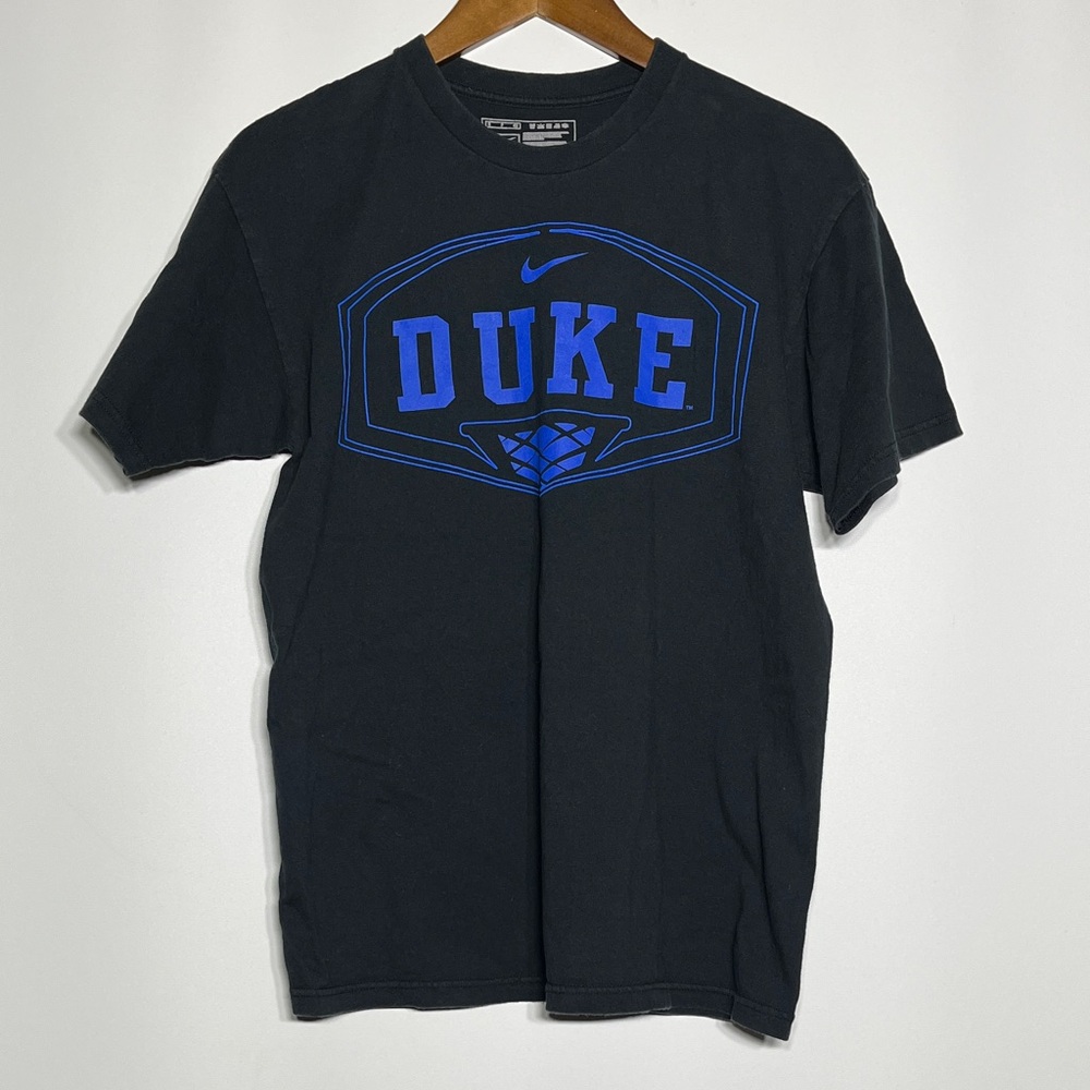 Nike Men's Black Tee with Blue Duke Logo
